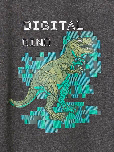 Camisola 'digital dino' efeito pixel em relevo, para menino cinza mesclado 