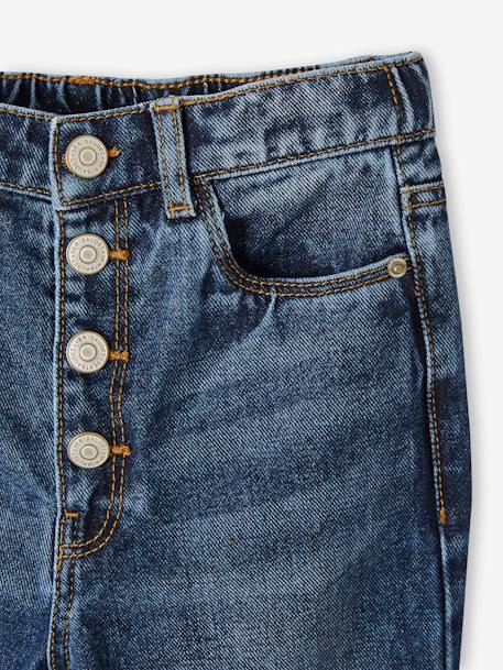 Jeans Mom fit morfológicos, para menina, medida das ancas MÉDIA azul-ganga 