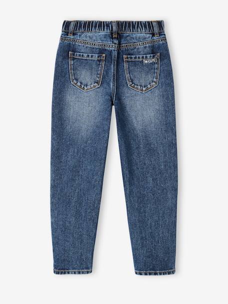 Jeans Mom fit morfológicos, para menina, medida das ancas MÉDIA azul-ganga 