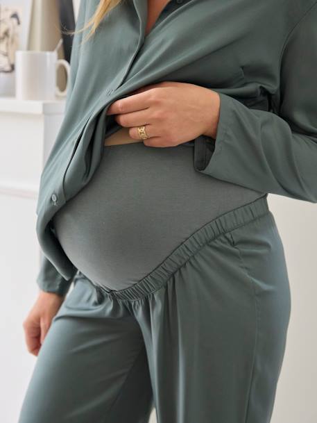 Pijama em cetim, especial gravidez e amamentação cinzento-ardósia 