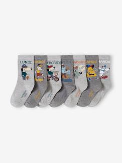 Menino 2-14 anos-Roupa interior-Lote de 7 pares de meias mascotes, com os dias da semana, para menino