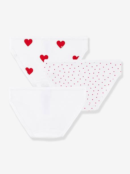 Lote de 3 cuecas corações, em algodão, para criança - Petit Bateau BRANCO CLARO ESTAMPADO 