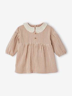 Bebé 0-36 meses-Vestido em vichy, gola bordada, para bebé