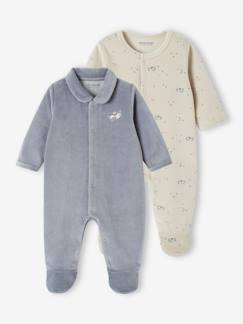 Bebé 0-36 meses-Pijamas, babygrows-Lote de 2 pijamas em veludo, para bebé