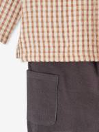 Conjunto camisa vichy + calças em bombazina, para bebé quadrados castanhos 
