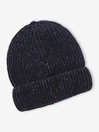 Gorro em malha canelada com pintinhas, para menino azul 