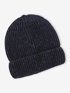 Gorro em malha canelada com pintinhas, para menino