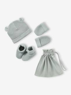 Bebé 0-36 meses-Acessórios-Conjunto gorro, luvas e sapatinhos, bolsa a condizer, para recém-nascido
