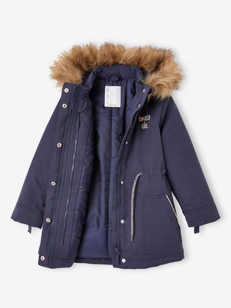 Parka 3 em 1 com capuz, para menina marinho+VERDE MEDIO LISO+VIOLETA MEDIO LISO 