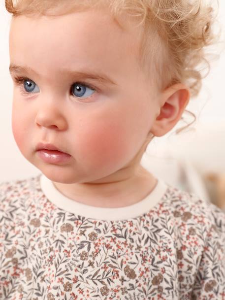 Vestido em moletão, para bebé azul-noite+bege-dourado+bege-rosado 