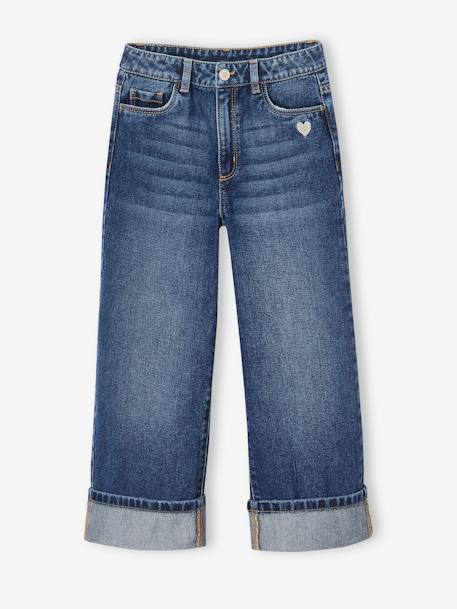 Jeans largos com dobra, para menina stone 