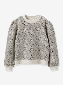 Menina 2-14 anos-Camisolas, casacos de malha, sweats-Sweatshirts -Sweat da CYRILLUS, estampado Rosemary - algodão Bio, para menina