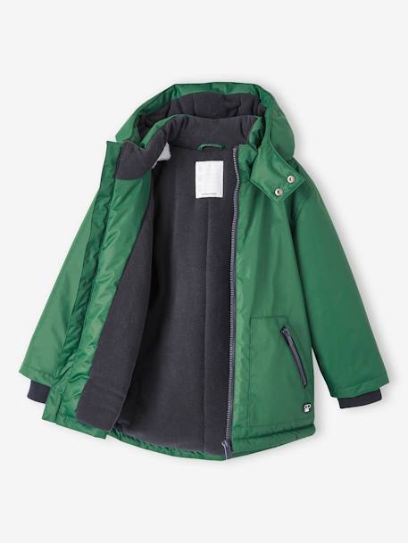 Parka com capuz, forro polar, para menino verde 