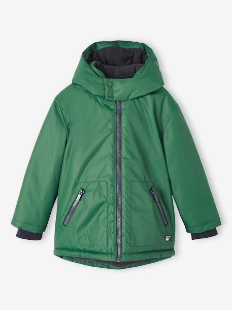 Parka com capuz, forro polar, para menino verde 