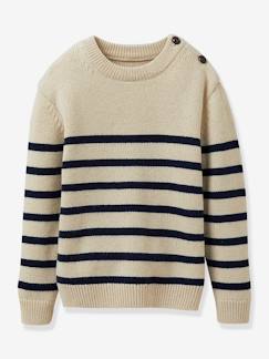 Menino 2-14 anos-Camisolas, casacos de malha, sweats-Camisolas malha-Camisola marinheiro, da CYRILLUS, com grande percentagem de lã, para menino