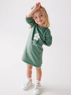 Vestido Basics, em moletão, para menina verde-esmeralda 