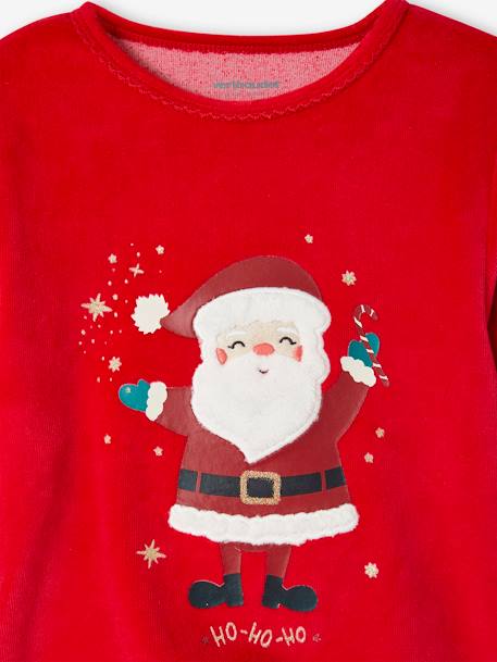 Pijama De Natal, em veludo, para menina vermelho 