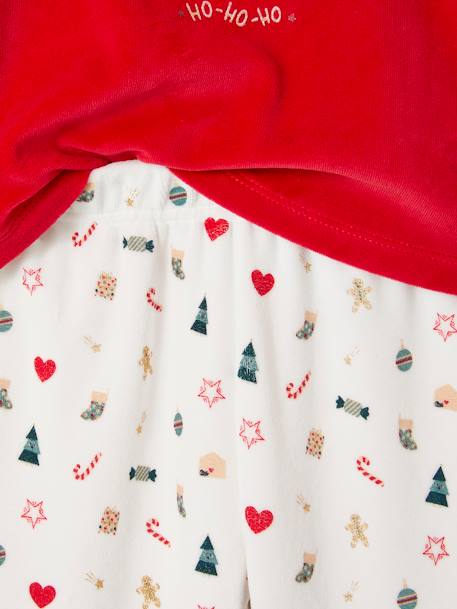 Pijama De Natal, em veludo, para menina vermelho 