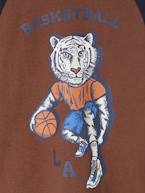 T-shirt de desporto com tigre basquetebolista, para menino chocolate 