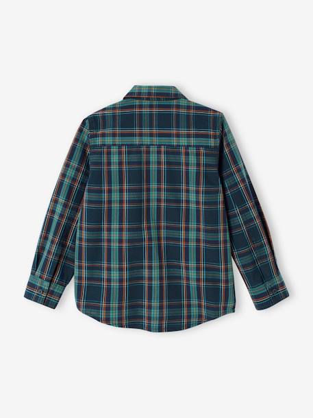 Camisa aos quadrados, para menino verde-abeto 