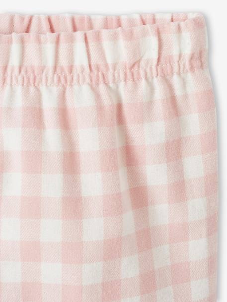 Pijama de menina com arco-íris, em malha jersey e flanela rosa 