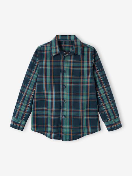 Camisa aos quadrados, para menino verde-abeto 