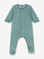 Pijama às estrelas, em veludo, para bebé, da Petit Bateau verde estampado 