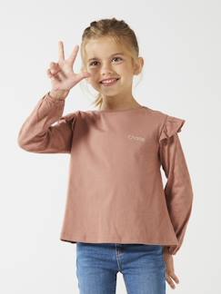 Personalizáveis-Menina 2-14 anos-T-shirts-T-shirt com folhos e mangas compridas, para menina, BASICS