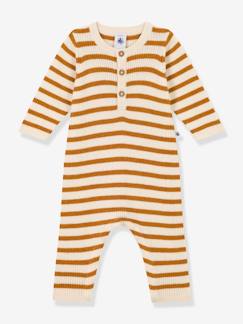 -Macacão às riscas, em tricot, para bebé, da Petit Bateau