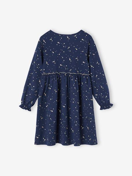 Vestido de cerimónia, estampado com estrelas irisadas, para menina marinho+verde+vermelho 