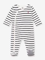 Pijama às riscas, em canelado, para bebé, da Petit Bateau branco estampado 