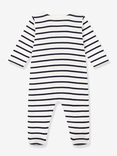 Pijama às riscas, em canelado, para bebé, da Petit Bateau branco estampado 