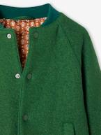 Casaco estilo teddy em lã tipo malha borboto, para menina verde-inglês 