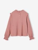 Camisola fantasia modelo blusa, em malha texturizada, para menina pau-rosa 