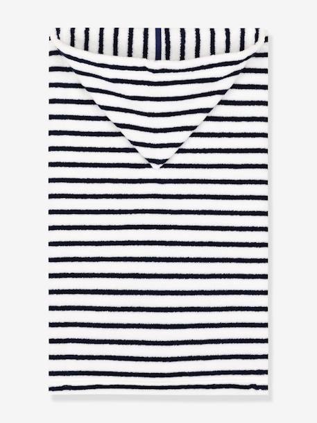 Capa de banho às riscas, em turco, da Petit Bateau branco estampado 