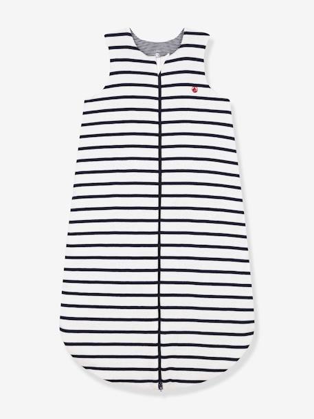 Saco de bebé às riscas, em algodão, da Petit Bateau branco estampado 