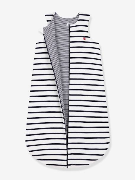 Saco de bebé às riscas, em algodão, da Petit Bateau branco estampado 