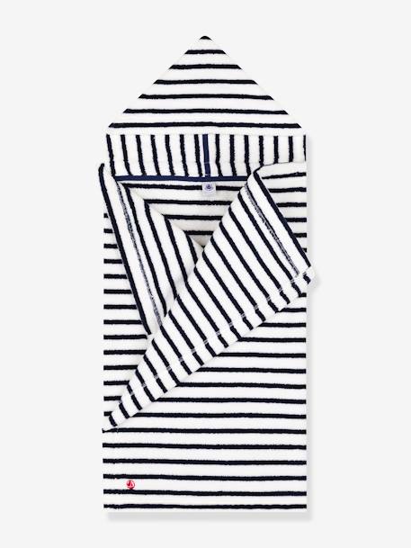 Capa de banho às riscas, em turco, da Petit Bateau branco estampado 