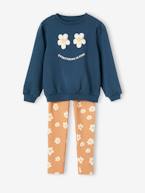 Conjunto sweat + leggings estampadas, para menina marinho+pau-rosa 