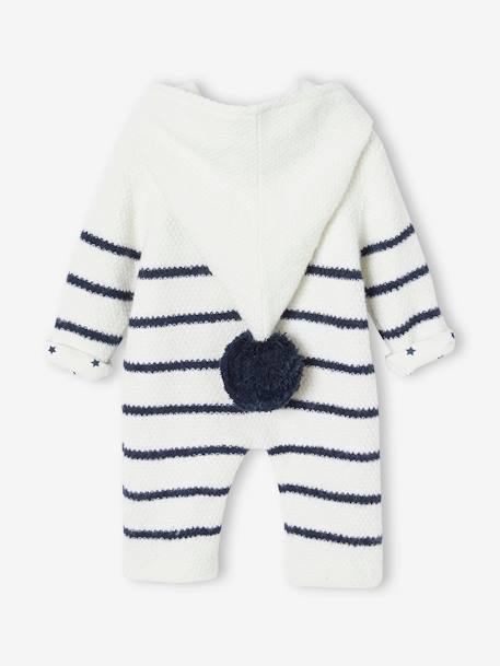 Macacão em tricot, com forro, para bebé recém-nascido BRANCO CLARO AS RISCAS 