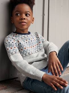 Menino 2-14 anos-Camisolas, casacos de malha, sweats-Camisola em jacquard mesclado, para menino