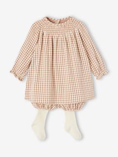 Bebé 0-36 meses-Conjuntos-Conjunto de 3 peças, vestido, calções e collants, para bebé