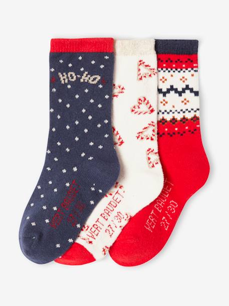 Conjunto de Natal Santa Socks, lote de 3 pares de meias, para menina vermelho 