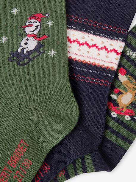 Conjunto de 3 pares de meias de Natal, para menino verde-abeto 