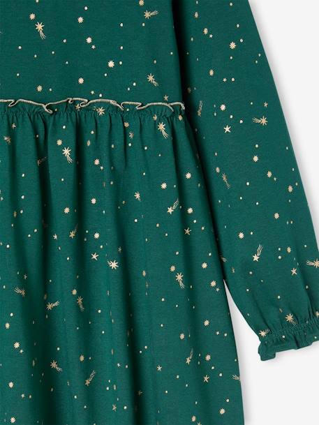 Vestido de cerimónia, estampado com estrelas irisadas, para menina marinho+verde+vermelho 