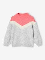 Camisola efeito colorblock, para menina cinza mesclado+pau-rosa 