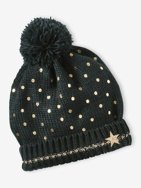 Conjunto de Natal 'Estrela', com gorro + gola snood + luvas, para menina verde 