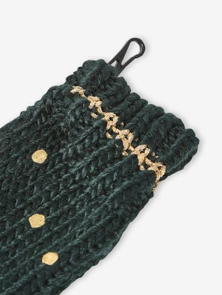 Conjunto de Natal 'Estrela', com gorro + gola snood + luvas, para menina verde 