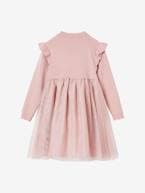 Vestido de cerimónia em tricot e tule, para menina rosa-pálido 