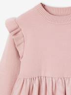 Vestido de cerimónia em tricot e tule, para menina rosa-pálido 